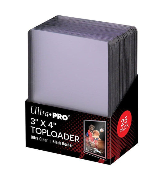 Ultra PRO black border toploaders, pack of 25 rigid 3 by 4 inch card holders
