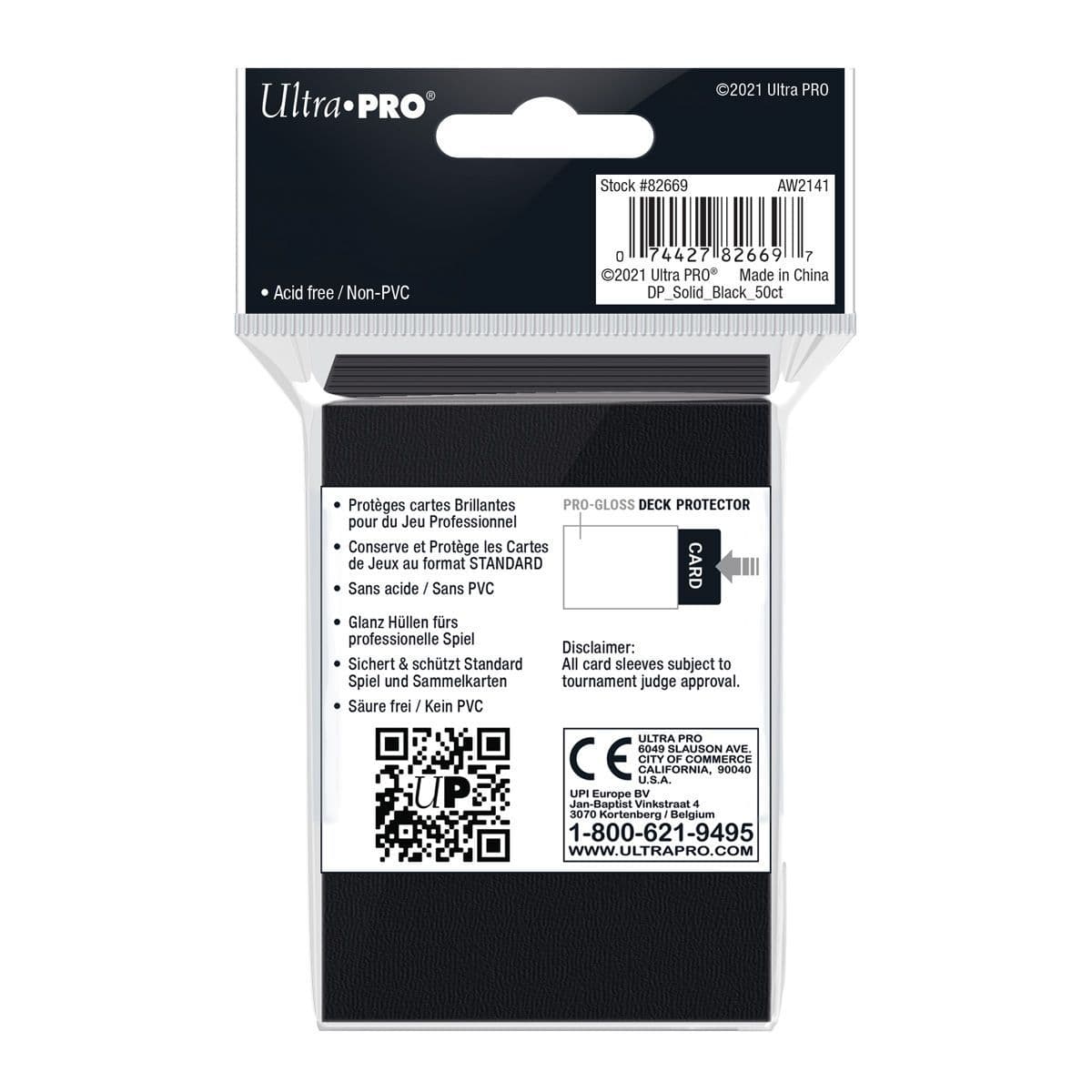 Rear of the Ultra PRO black gloss standard deck protector sleeves 50 pack