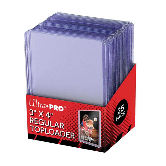 Ultra Pro clear regular toploaders, rigid plastic holders that protect single trading cards