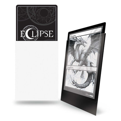 Ultra PRO Eclipse Matte Arctic White sleeves shown with the opaque sleeve back