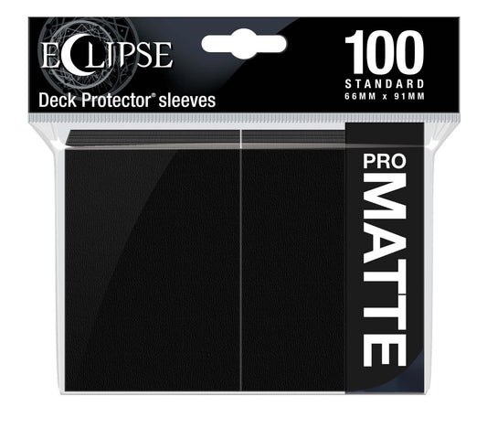 Ultra PRO Eclipse matte standard sleeves in Jet Black, 100-count pack shown front-on