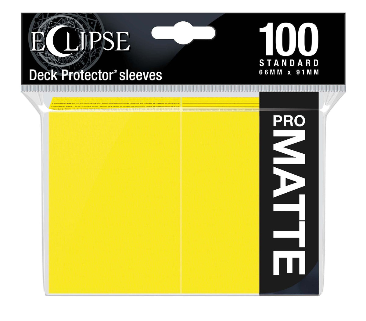 Ultra PRO Eclipse Matte standard deck protector sleeves in Lemon Yellow, pack of 100