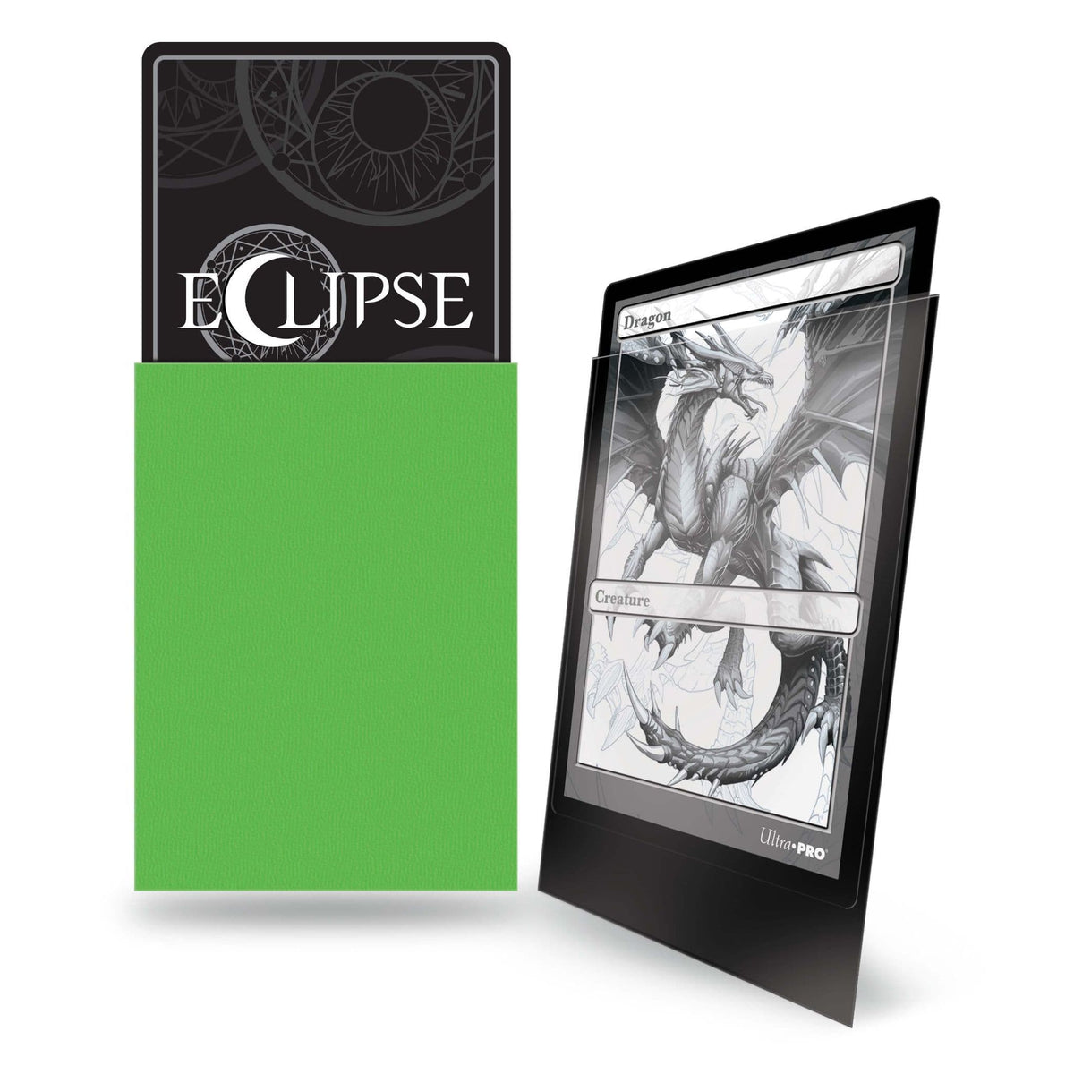 Ultra PRO Eclipse Matte lime green sleeves showing the opaque matte back