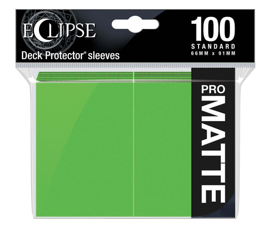 Ultra PRO Eclipse Matte standard sleeves in lime green, pack of 100, in retail packaging