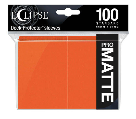 Ultra PRO Eclipse matte standard sleeves in Pumpkin Orange, 100-count pack shown front-on