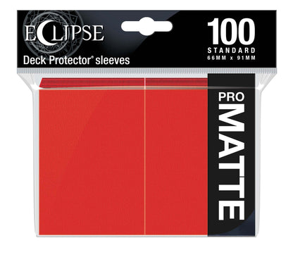 Ultra PRO Eclipse Matte deck protector sleeves in Apple Red, standard size, shown front-on