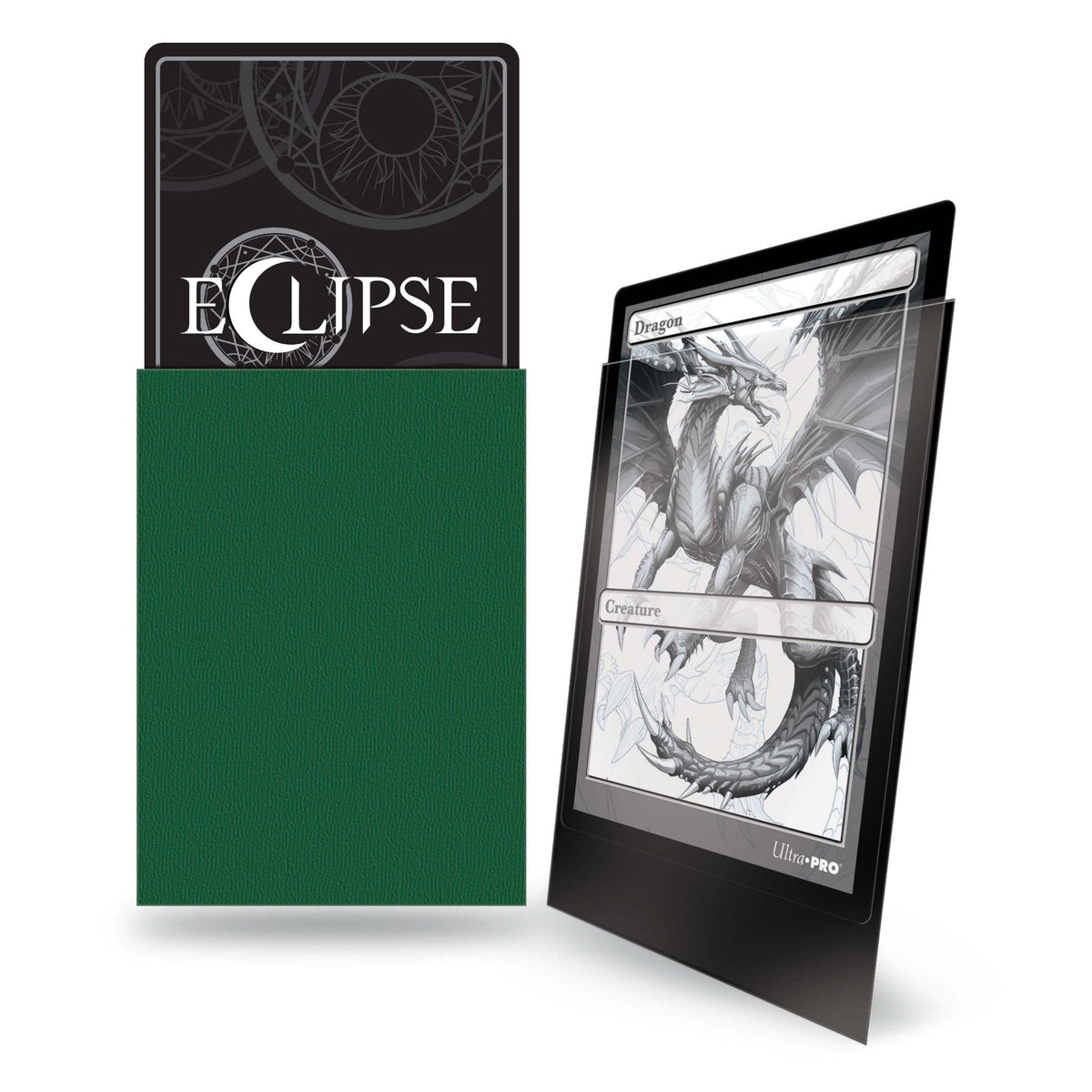 Forest green Eclipse Matte deck protector sleeves, alternate pack view