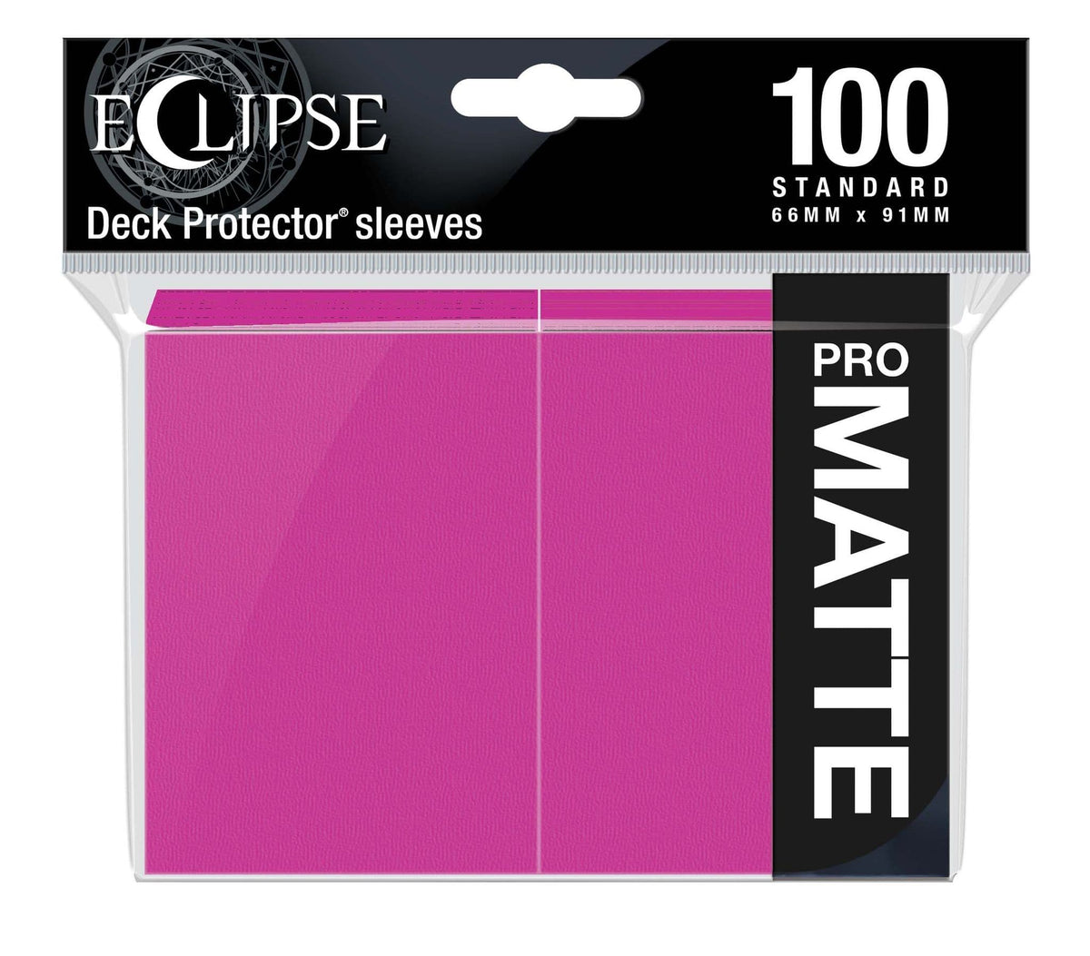 Ultra PRO Eclipse Matte standard sleeves in hot pink, pack of 100 opaque card sleeves