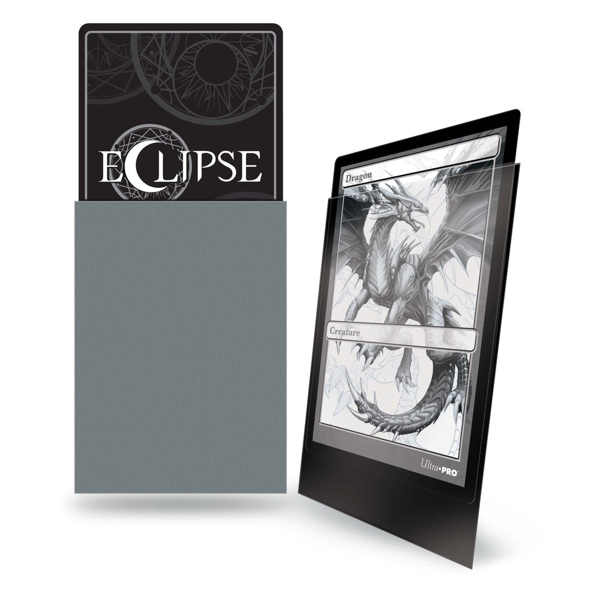 Ultra PRO Eclipse Matte deck protector sleeves in Smoke Grey, standard size, pictured from an alternate angle