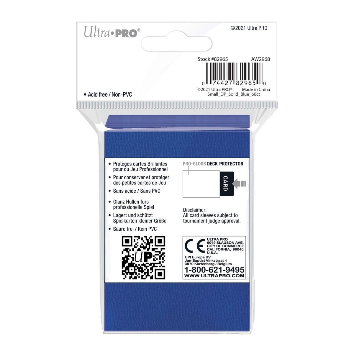 Ultra PRO gloss blue small size sleeve packaging shown from a second angle