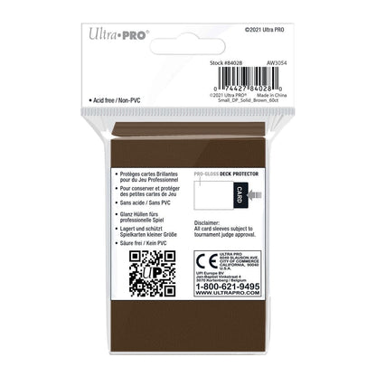 Brown Ultra PRO small card sleeves shown from an alternate angle