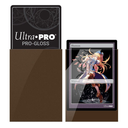 Packaging detail for Ultra PRO gloss brown small deck protector sleeves