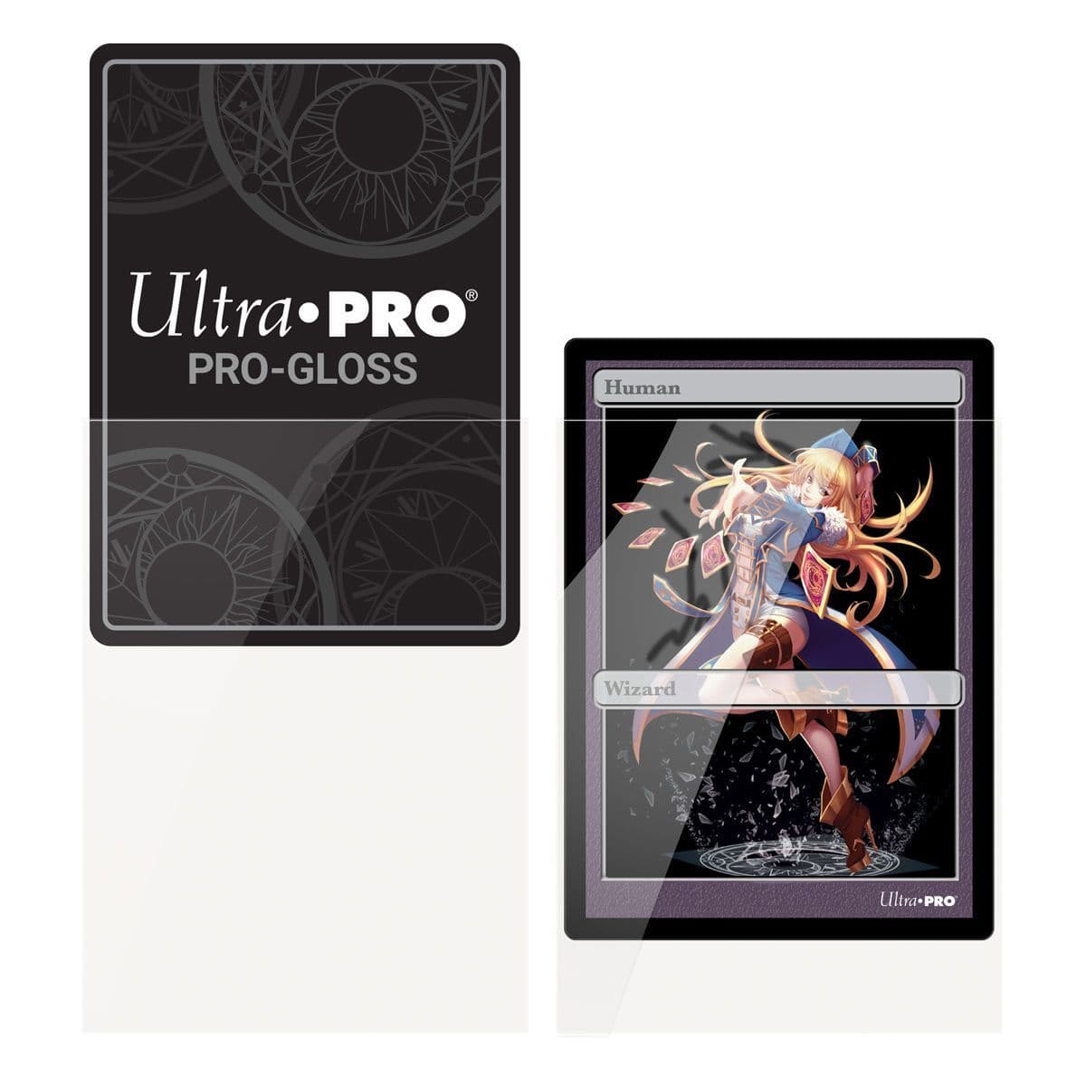 Ultra PRO gloss clear small size deck protector sleeves, pack of 60 close-up packaging detail
