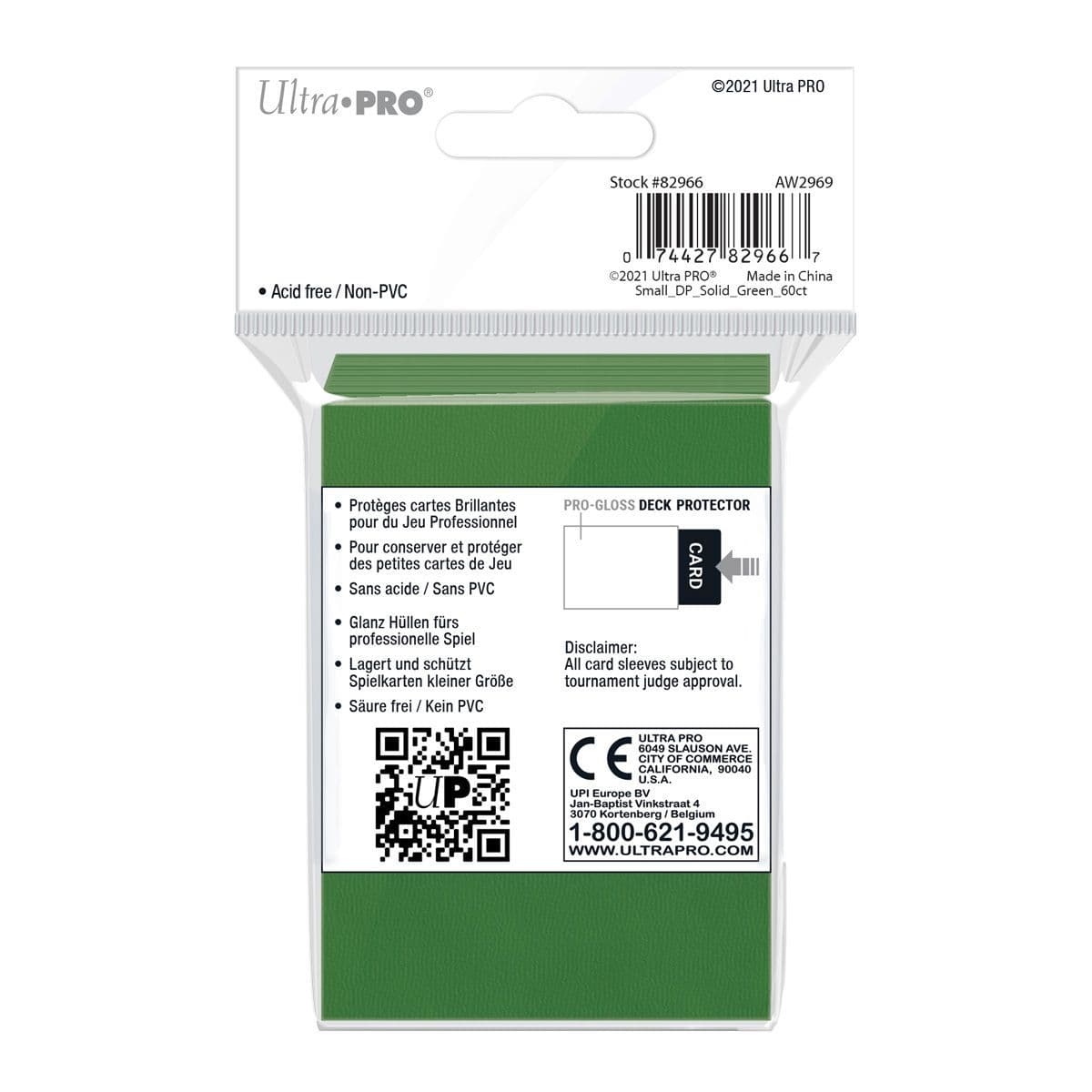 Ultra PRO gloss green small sleeves packaging shown from another side