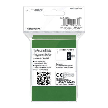 Ultra PRO gloss green small sleeves packaging shown from another side