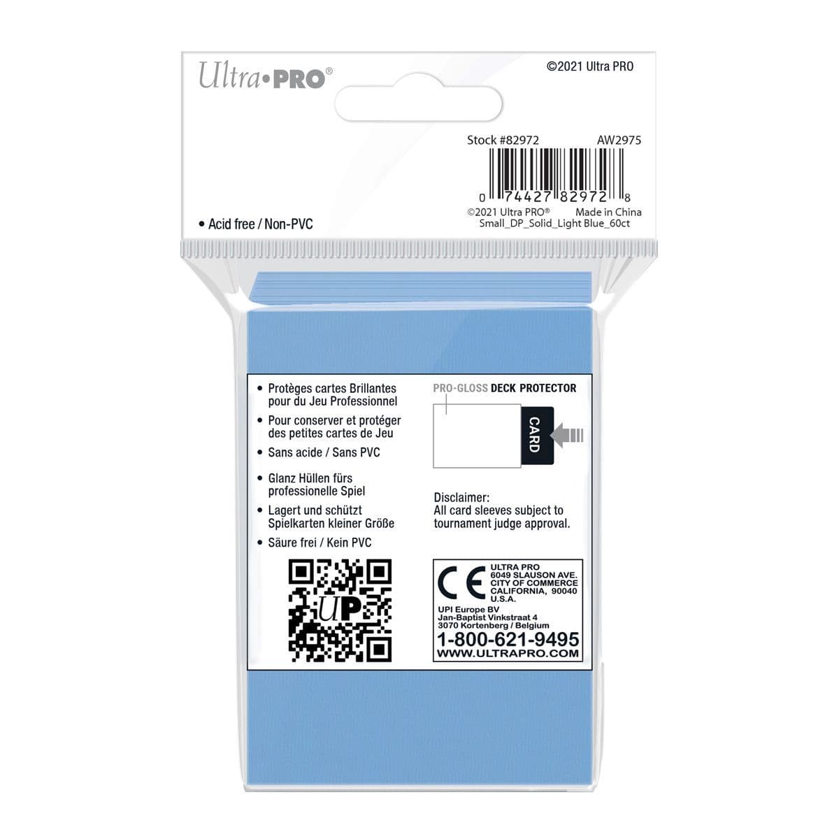Ultra PRO light blue small-size gloss sleeve pack shown from an alternate view
