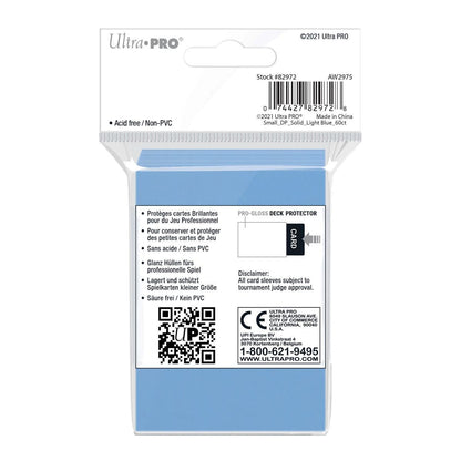Ultra PRO light blue small-size gloss sleeve pack shown from an alternate view