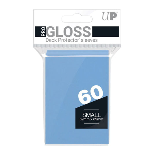 Ultra PRO gloss deck protector sleeves in light blue, pack of 60 small-size card sleeves