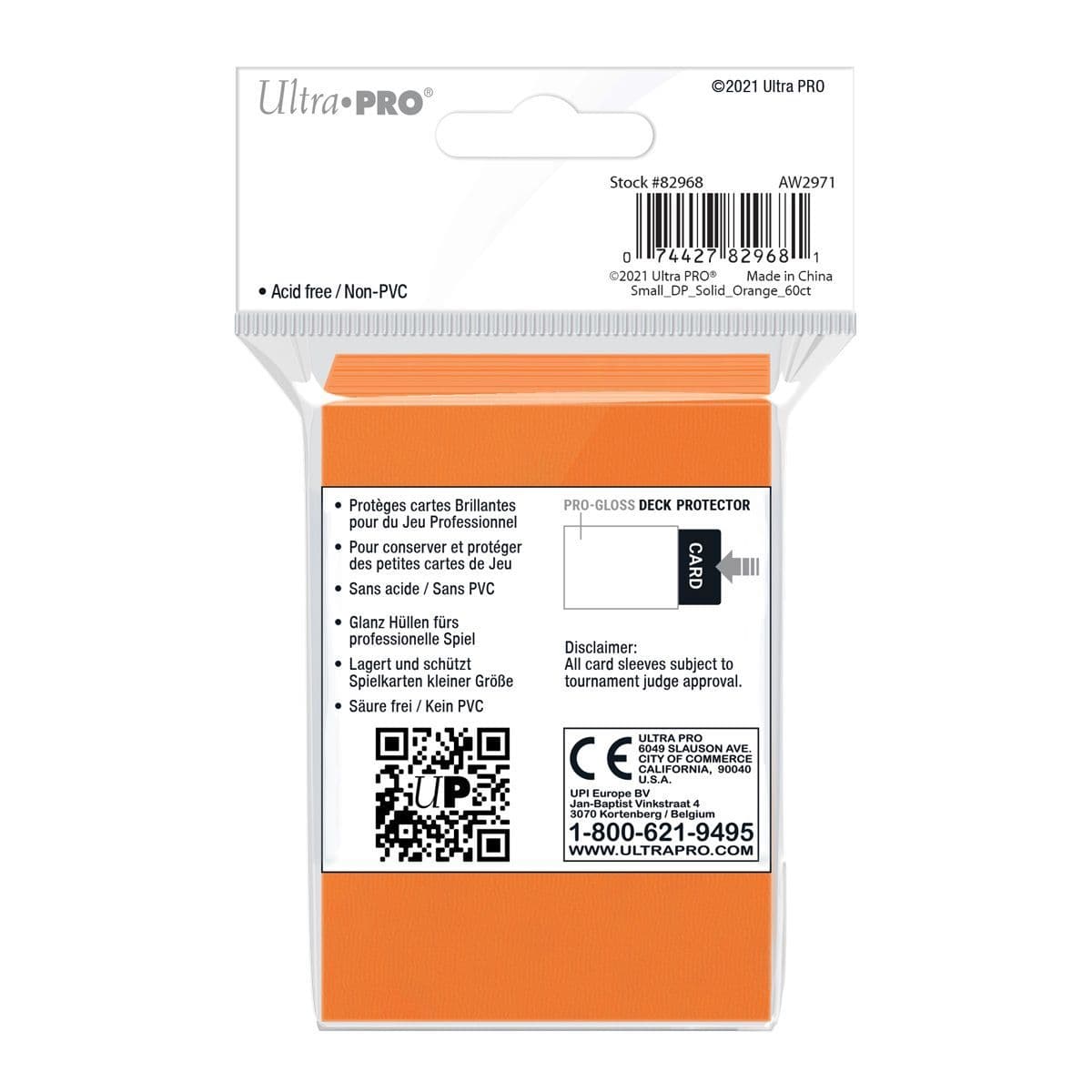 Ultra PRO gloss orange small size sleeve packaging shown from a second angle