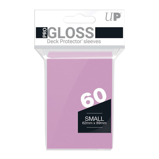Ultra PRO gloss small deck protector sleeves in pink, 60-count pack shown front-on