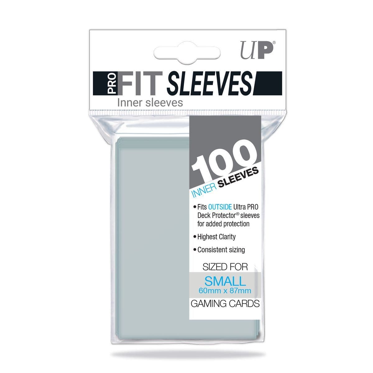 Ultra PRO PRO-FIT small topload card sleeves, pack of 100, in retail packaging