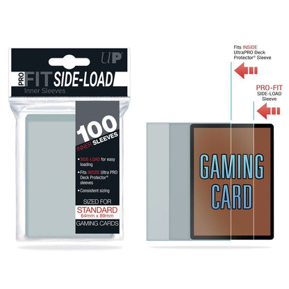 Back of the Ultra PRO PRO-FIT standard sideload sleeves pack with product information