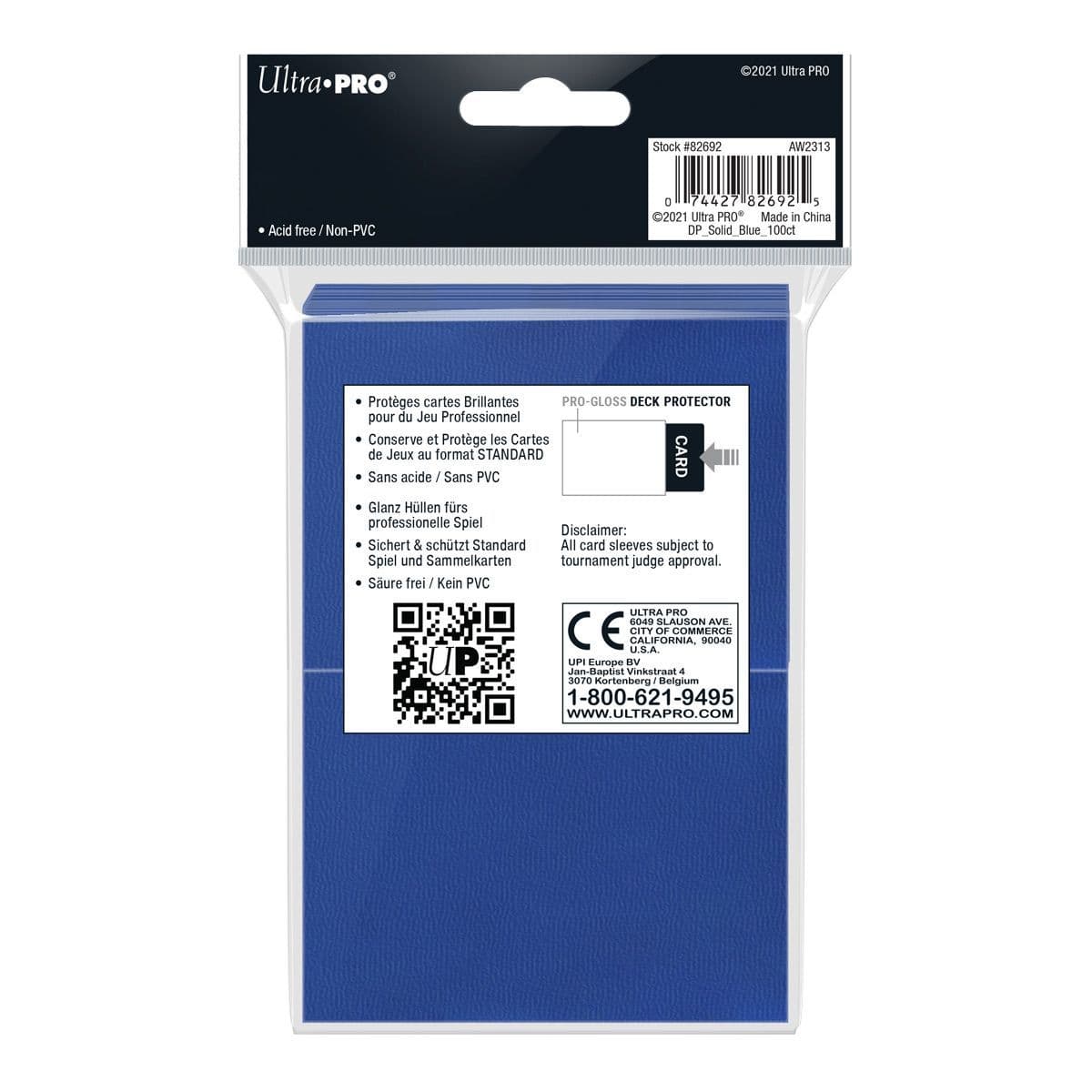 Ultra PRO Pro-Gloss blue deck protectors packaging shown from another side