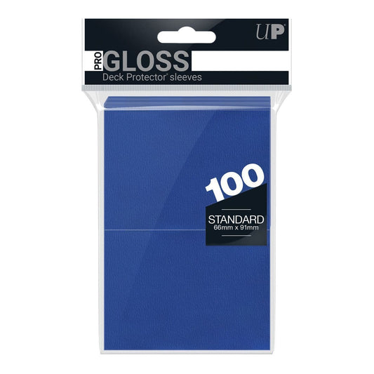 Ultra PRO Pro-Gloss standard deck protectors in blue, pack of 100, in retail packaging