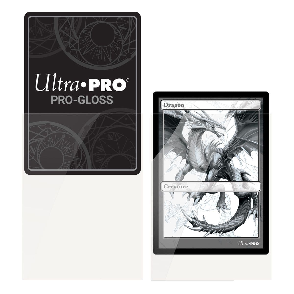 Ultra PRO Pro-Gloss clear sleeves shown from a further angle
