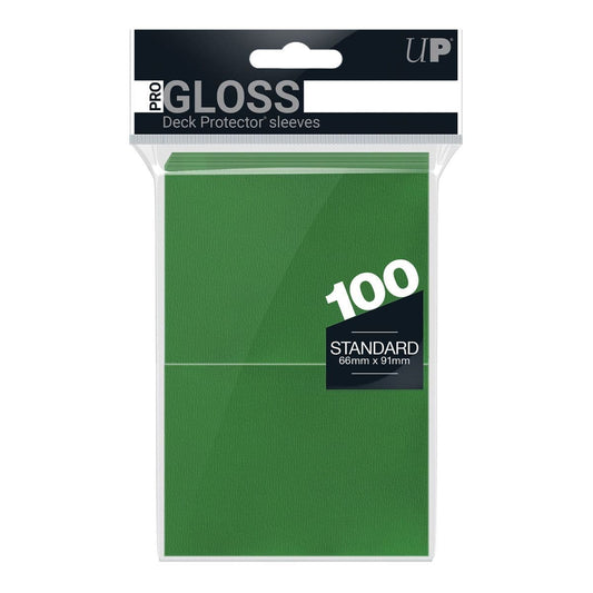 Ultra PRO Pro-Gloss standard deck protectors in green, pack of 100 sleeves