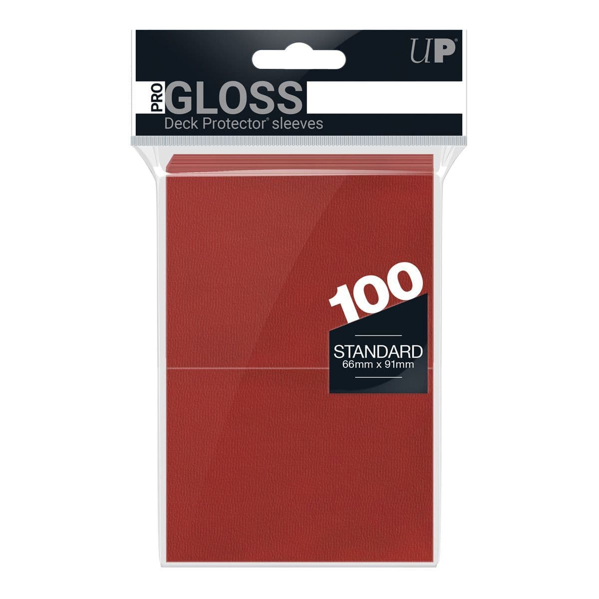 Ultra PRO Pro-Gloss standard deck protectors in red, pack of 100 trading card sleeves