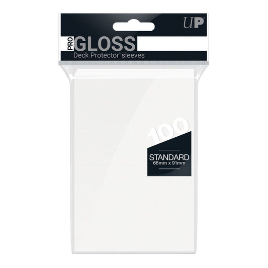Ultra PRO Pro-Gloss standard deck protectors in white, pack of 100 card sleeves