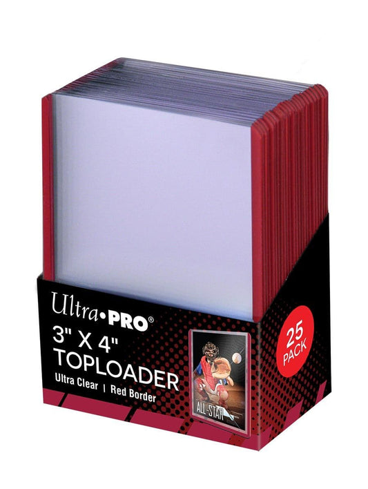 Ultra PRO red border toploaders, pack of 25 rigid 3 by 4 inch card holders