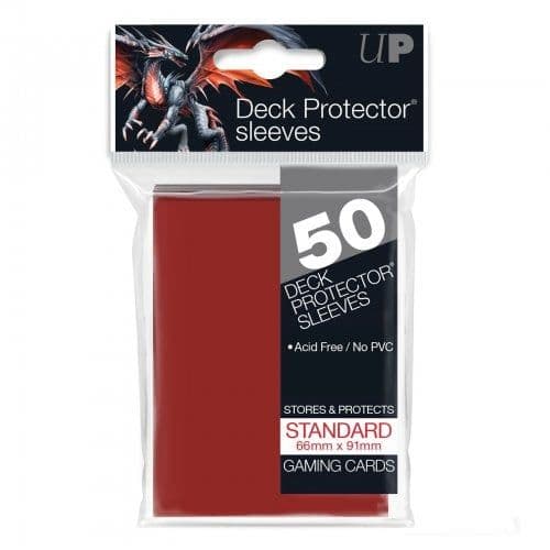 Ultra PRO standard deck protector sleeves in red, for standard-size trading cards