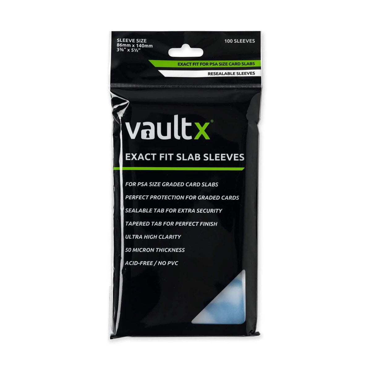 Vault X Exact Fit sleeves for PSA graded card slabs, clear protective sleeves, photographed in a further product view
