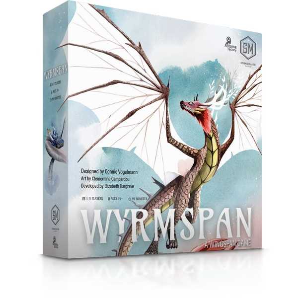 Wyrmspan dragon sanctuary engine-building board game box shown front-on